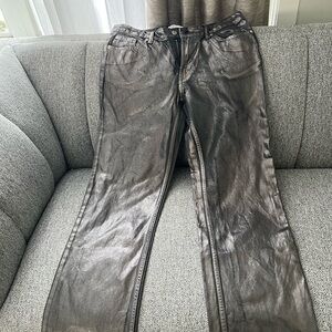 Zara High Rise Metallic Jeans - Silver
